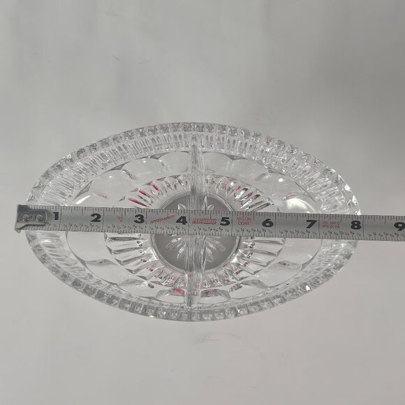 Towle Crystal William Adams Silver Plate Cut Divided 8" Oval Bowl Divided Dish - Picture 9 of 11